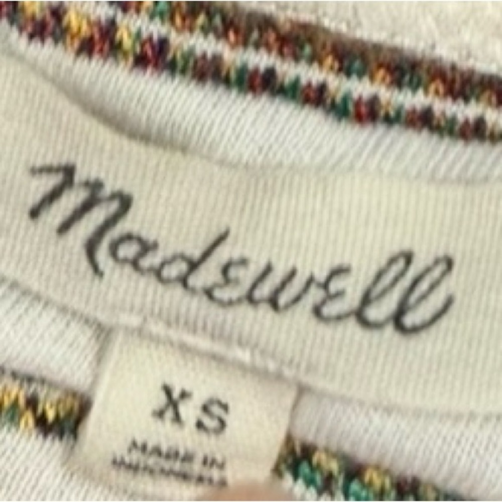 Madewell Kids Long Sleeve Striped Tee in Cream with Brown & Green Stripes - Picture 3 of 12